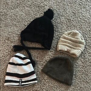 Women’s Winter Hat Set - Black, Cream, Brown